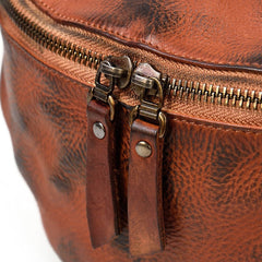 Coffee Leather Fanny Pack Small Men's Vintage Chest Bag Hip Pack Waist Bag For Men