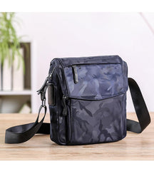 Black Nylon MENS Small Vertical Side Bag Blue Messenger Bag Nylon Side Bag For Men - iwalletsmen