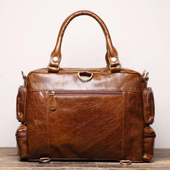 Black Leather Men 14 inches Briefcase Handbag Laptop Handbag Messenger Bag For Men - iwalletsmen