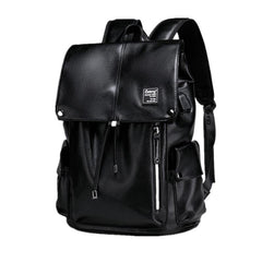 Black Leather Mens Large Backpack Travel Backpack Black Laptop Backpack for men - iwalletsmen