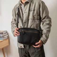 Leather Mens Small Courier Bag Side Bag Casual Ipad Messenger Bags For Men