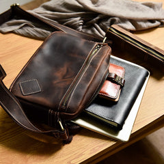 Leather Mens Small Courier Bag Side Bag Casual Ipad Messenger Bags For Men