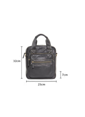 Black Leather Mens Small Vertical Messenger Bag Vertical Black Side Bags  Handbag For Men