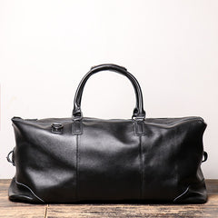 Black Leather Mens Travel Bag Weekender Bag Large Duffle Bag Overnight Bag Travel Bag for Men