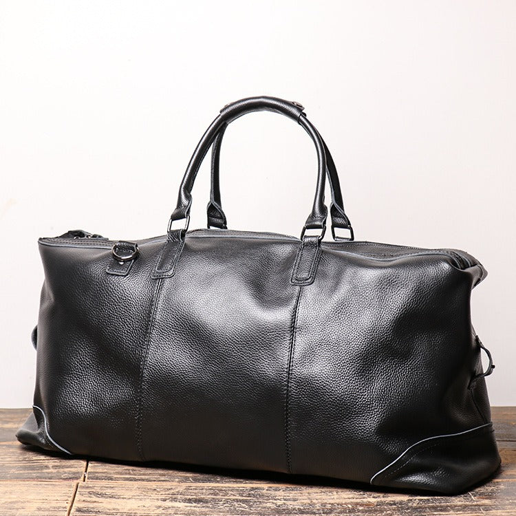 Black Leather Mens Travel Bag Weekender Bag Large Duffle Bag Overnight Bag Travel Bag for Men