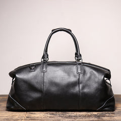 Black Leather Mens Travel Bag Weekender Bag Large Duffle Bag Overnight Bag Travel Bag for Men