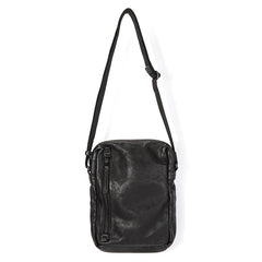 Black Leather Mens Vertical Shoulder Bag Vertical Side Bag Crossbody Bag For Men