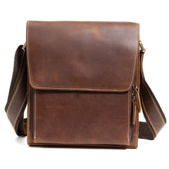 Brown Leather Mens Vertical Side Bag Messenger BAG Vertical iPad Courier Bag FOR MEN