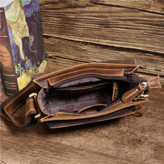Coffee Leather Mens Vertical Side Bag Messenger BAG Vertical iPad Courier Bag FOR MEN