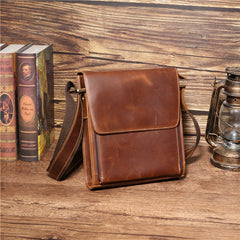 Black Leather Mens Vertical Side Bag Messenger BAG Vertical iPad Courier Bag FOR MEN