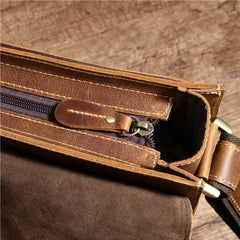 Coffee Leather Mens Vertical Side Bag Messenger BAG Vertical iPad Courier Bag FOR MEN