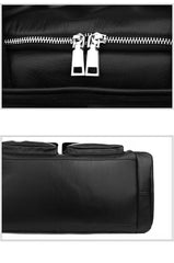 Black Leather Mens Weekender Bags Black Travel Handbag Duffle Bag
