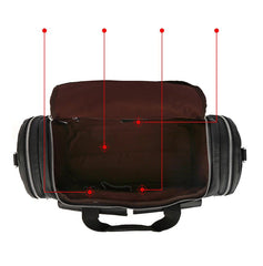 Black Leather Mens Weekender Bags Black Travel Handbag Duffle Bag