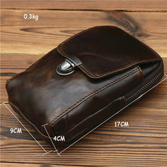 Black Leather Pouch for Belt Cell Phone Holster Mens Belt Pouches Waist Bags Mini Side Bag For Men
