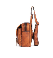 Tan Leather Sling Bag Chest Bag Sling Crossbody Bag Sling Travel Bags Sling Hiking Bag For Men