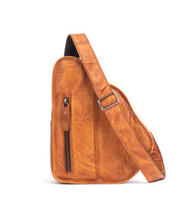 Black Leather Sling Bag Chest Bag Sling Crossbody Bag Sling Travel Bags Sling Hiking Bag For Men