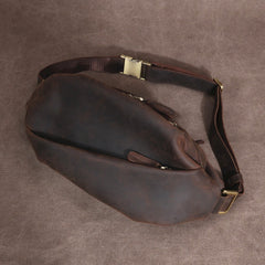 Black Leather Sling Bag Cool Waist Bags Mens Fanny Packs Chest Pack Bum Bags for Men