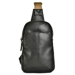 Black Leather Sling Bag Mens Leather Sling Pack Cool Sling Crossbody Packs For Men