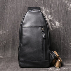 Black Leather Sling Pack Chest Bag Sling Bag Sling Crossbody Bag Sling Travel Bags For Men