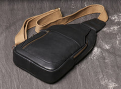Black Leather Sling Pack Chest Bag Sling Bag Sling Crossbody Bag Sling Travel Bags For Men