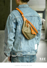 Black Leather&Canvas Men Fanny Pack Waist Bags Fanny Bag Black Hip Bag Bum Pack For Men