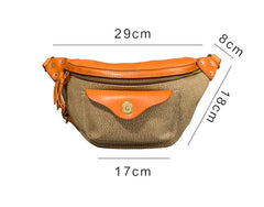 Black Leather&Canvas Men Fanny Pack Waist Bags Fanny Bag Black Hip Bag Bum Pack For Men
