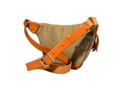 Black Leather&Canvas Men Fanny Pack Waist Bags Fanny Bag Black Hip Bag Bum Pack For Men