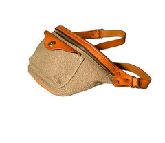 Black Leather&Canvas Men Fanny Pack Waist Bags Fanny Bag Black Hip Bag Bum Pack For Men