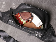 Black MENS LEATHER Brown FANNY PACK FOR MEN BUMBAG WAIST BAGS Chest Bag For Men - iwalletsmen