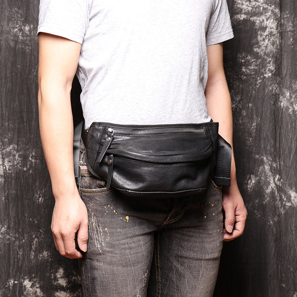 Black MENS LEATHER Brown FANNY PACK FOR MEN BUMBAG WAIST BAGS Chest Bag For Men - iwalletsmen