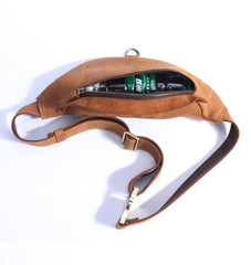 Camel Mens Fanny Pack Leather Bum Bag Black Hip Pack Black Chest Bag For Men