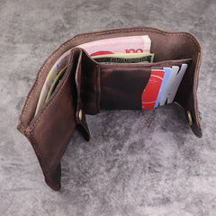 Vintage Mens Black Leather Billfold Leather Slim Wallets for Men Small Wallets for Men - iwalletsmen