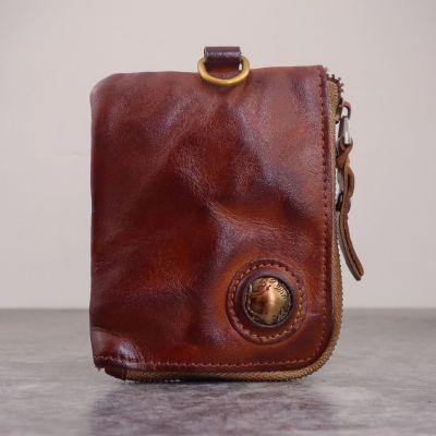 Brown Men Leather Front Pocket Wallets Card Holder Zip Card Holder Wallet For Men - iwalletsmen