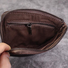 Brown Men Leather Front Pocket Wallets Card Holder Zip Card Holder Wallet For Men - iwalletsmen