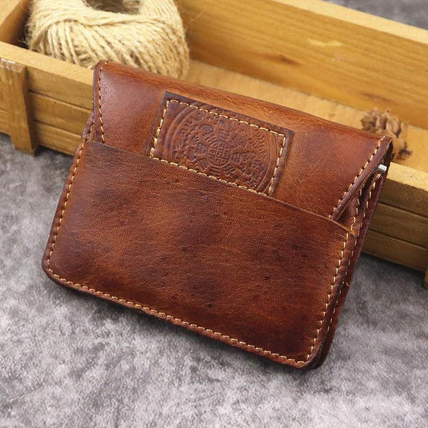 Brown Leather Men Card Holder Wallet Leather Card Holder Slim Wallet with Coin Pocket For Men - iwalletsmen