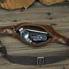 Brown MENS LEATHER FANNY PACK Coffee BUMBAG Vintage WAIST BAGS for Men - iwalletsmen