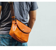 Vintage Black Leather Men Small Brown Side Bag Black Messenger Bags Courier Bag For Men - iwalletsmen
