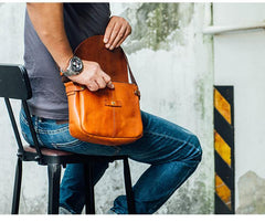 Vintage Black Leather Men Small Brown Side Bag Black Messenger Bags Courier Bag For Men - iwalletsmen