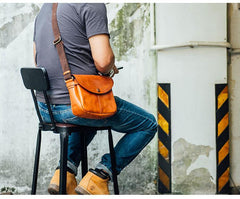 Vintage Black Leather Men Small Brown Side Bag Black Messenger Bags Courier Bag For Men - iwalletsmen
