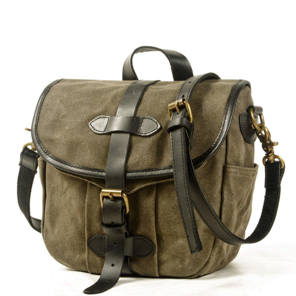 Green Waxed Canvas Mens Cycling Messenger Bags Green Canvas Bike Side Bag For Men - iwalletsmen