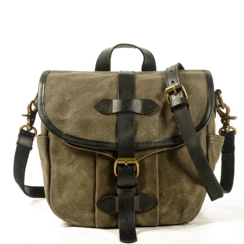 Green Waxed Canvas Mens Cycling Messenger Bags Green Canvas Bike Side Bag For Men - iwalletsmen