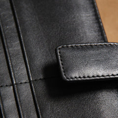 Black Braided Leather Mens Long Leather Wallet Bifold Wallet for Men - iwalletsmen