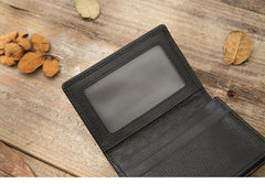 Black Braided Leather Mens Small Wallets Bifold Slim Front Pocket Wallet Card Holder for Men - iwalletsmen