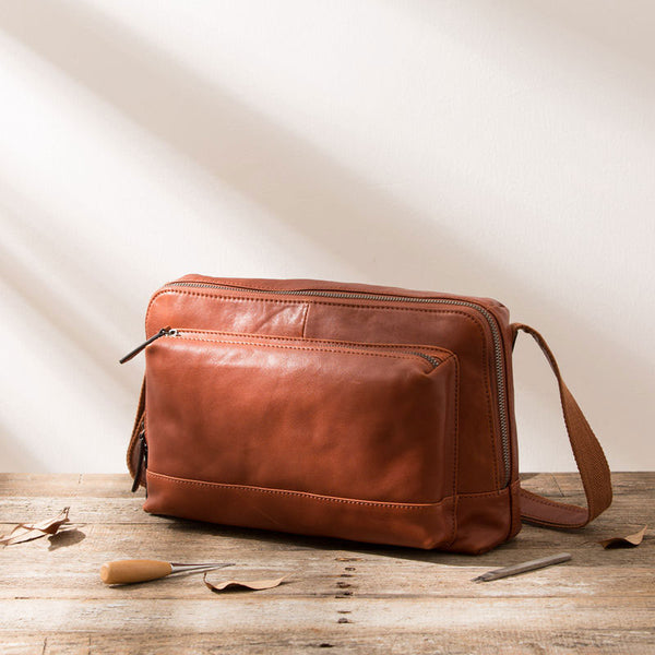 Black Brown Cool Leather Mens Shoulder Bags Messenger Bags for Men - iwalletsmen