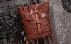 Black Brown Cool Mens Leather Backpack Travel Backpacks Leather Hiking Backpack for Men - iwalletsmen