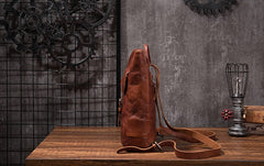 Black Brown Cool Mens Leather Backpack Travel Backpacks Leather Hiking Backpack for Men - iwalletsmen