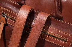 Black Brown Cool Mens Leather Backpack Travel Backpacks Leather Hiking Backpack for Men - iwalletsmen