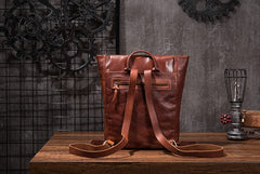 Black Brown Cool Mens Leather Backpack Travel Backpacks Leather Hiking Backpack for Men - iwalletsmen