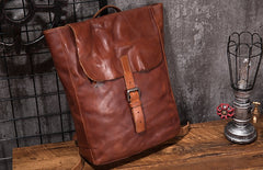 Black Brown Cool Mens Leather Backpack Travel Backpacks Leather Hiking Backpack for Men - iwalletsmen