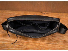 Fashion Black Mens Leather 10 inches Mens Small Messenger Bag Brown Courier Bag Postman Bag for Men - iwalletsmen